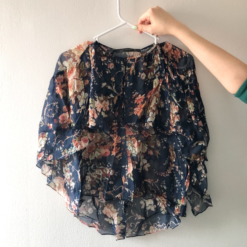 Sheer floral Zara blouse